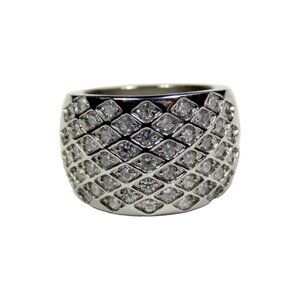 Inox Women's Polished Stainless Steel Ring with Cubic Zirconia Accents, Size 6